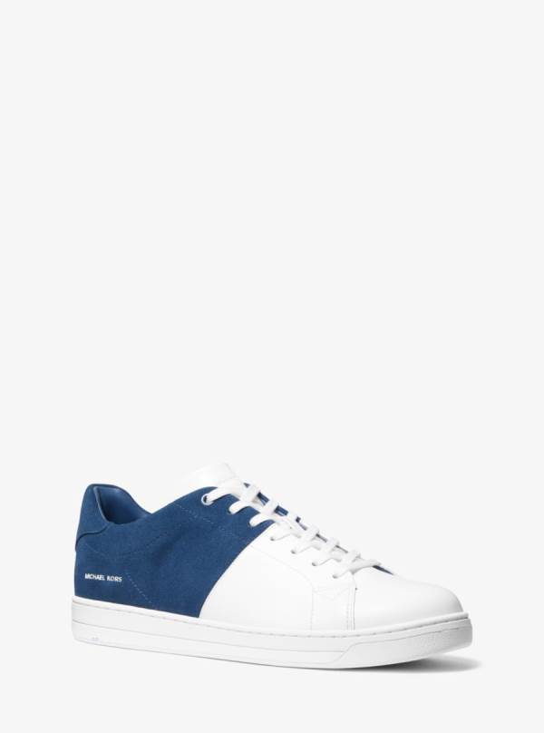 Panske Tenisky Michael Kors Caspian Two-Tone Leather and Suede Modre - Topanky Michael Kors Slevy | LTNWB-3910